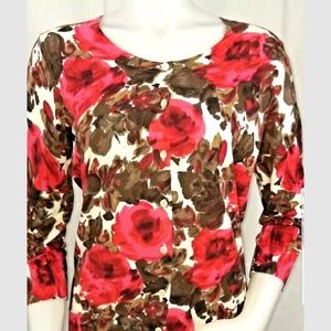 Talbots Cardigan Sweater Womens Medium Floral